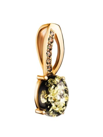 Amber Pendant In Gold With Green Crystals The Raphael, image , picture 3
