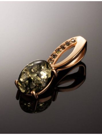 Amber Pendant In Gold With Green Crystals The Raphael, image , picture 2