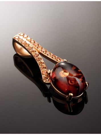 Amber Pendant In Gold With Champagne Crystals The Raphael, image , picture 2