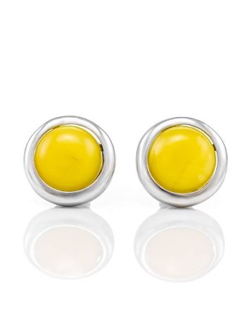 Cute Silver Stud Earrings With Honey Amber The Berry, image , picture 3