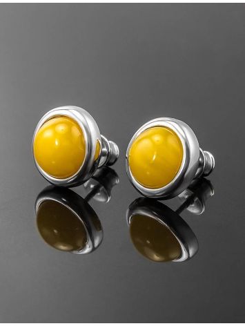 Bright Honey Amber Studs In Sterling Silver The Berry, image , picture 2