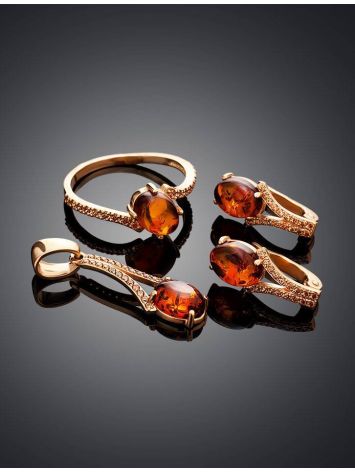 Amber Pendant In Gold With Champagne Crystals The Raphael, image , picture 4
