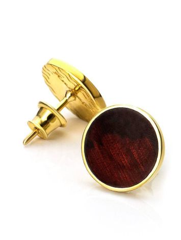 Round Gold Plated Silver Amber Studs The Monaco, image , picture 4