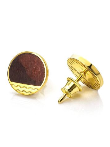 Round Amber Earrings In Gold-Plated Silver The Monaco, image , picture 5