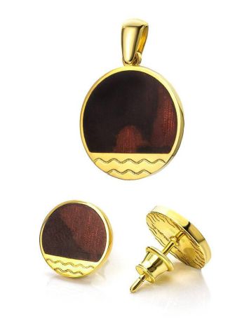 Round Amber Earrings In Gold-Plated Silver The Monaco, image , picture 6
