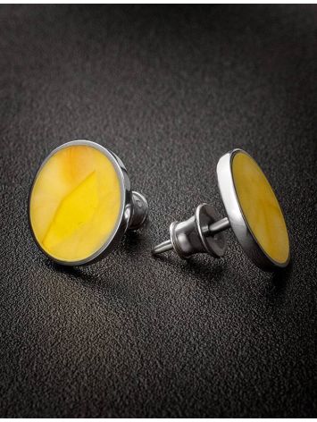 Stud Amber Earrings In Sterling Silver The Monaco, image , picture 2