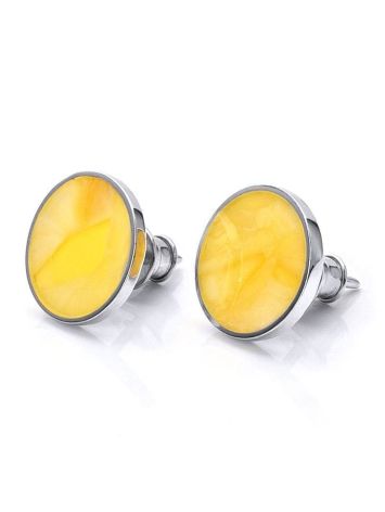 Stud Amber Earrings In Sterling Silver The Monaco, image , picture 3