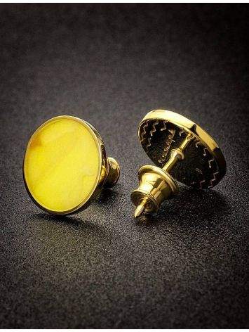Amber Studs In Gold-Plated Silver The Monaco, image , picture 2