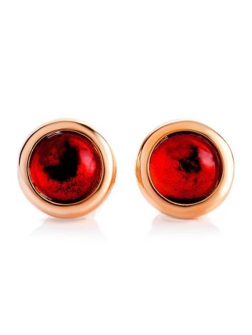Adorable Cherry Amber Studs In Gold-Plated Silver The Berry, image , picture 3