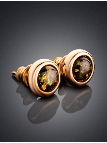 Classy Green Amber Studs In Gold-Plated Silver The Berry, image , picture 2