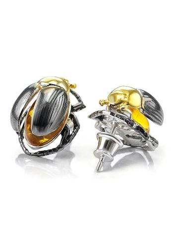 Amber Stud Earrings In Sterling Silver The Scarab, image , picture 3