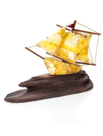 Fabulous Natural Amber Ship Model, image 