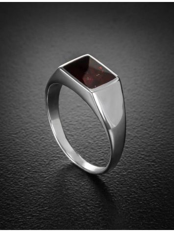 Bold Silver Ring With Cherry Amber The London, Ring Size: 11.5 / 21, image , picture 2