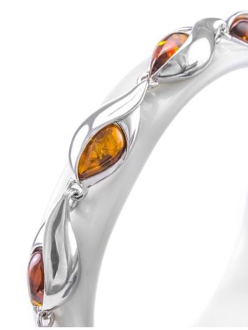 Cognac Amber Bracelet In Sterling Silver The Peony, image , picture 2