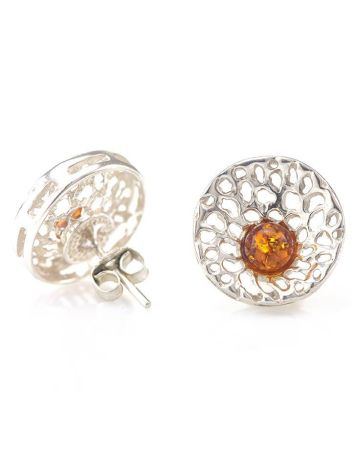 Ultra Feminine Silver Studs With Cognac Amber The Venus, image , picture 4