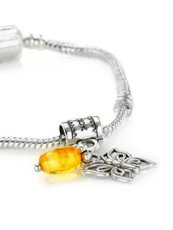 Metal Charm With Lemon Amber The Butterfly, image , picture 2