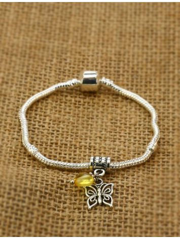 Metal Charm With Lemon Amber The Butterfly, image , picture 3