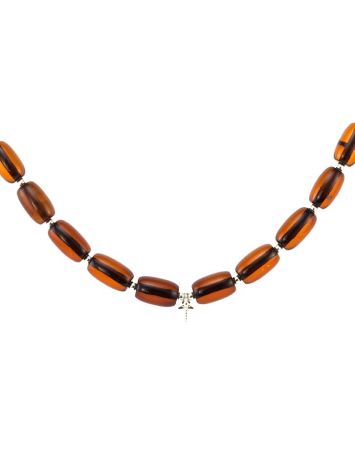 Cognac Amber Beaded Necklace With Bail, image , picture 3