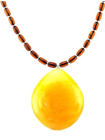 Cognac Amber Beaded Necklace With Bail, image , picture 4