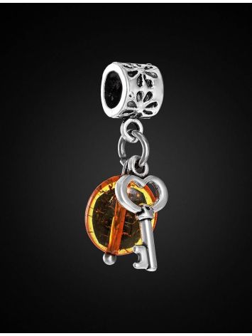 Metal Charm With Cognac Amber The Key, image , picture 3