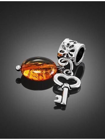 Metal Charm With Cognac Amber The Key, image , picture 2