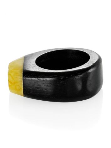 Eco Style Wooden Ring With lemon Amber The Indonesia, Ring Size: 6.5 / 17, image , picture 5