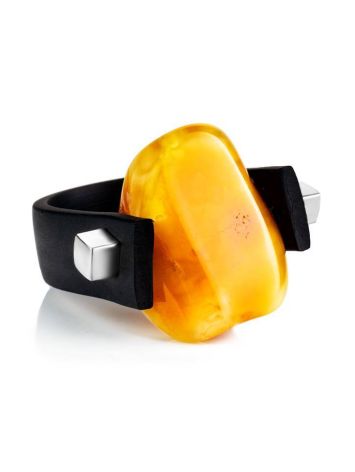 One Size Unisex Ring With Natural Cut Amber The Grunge, Ring Size: / 23, image , picture 3