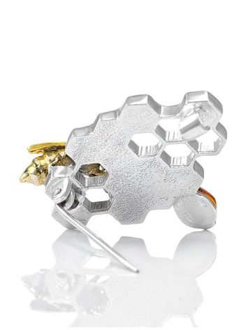 Multicolor Amber Brooch In Sterling Silver The Bee, image , picture 4