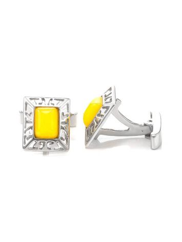 Bold Honey Amber Cufflinks In Sterling Silver The Ithaca, image , picture 3