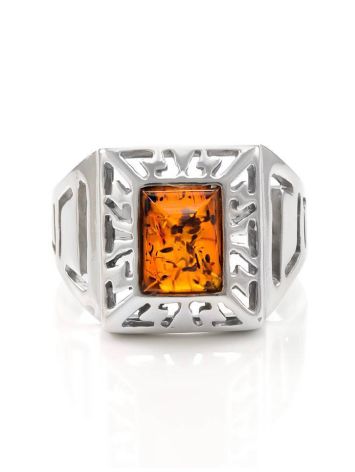 Cognac Amber Ring In Sterling Silver The Ellas, Ring Size: 6 / 16.5, image , picture 3