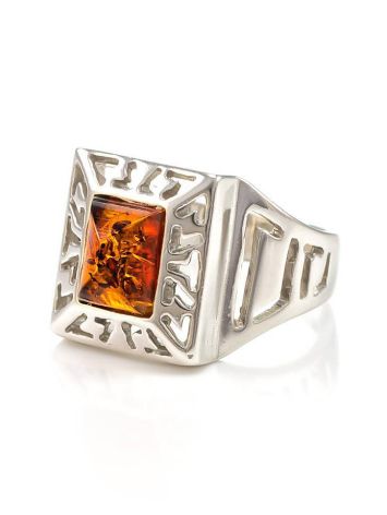 Cognac Amber Ring In Sterling Silver The Ellas, Ring Size: 6 / 16.5, image , picture 6