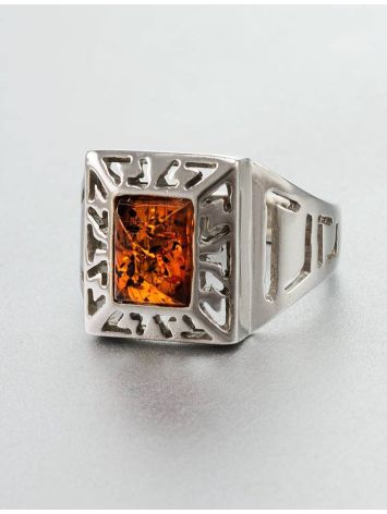 Cognac Amber Ring In Sterling Silver The Ellas, Ring Size: 7 / 17.5, image , picture 4