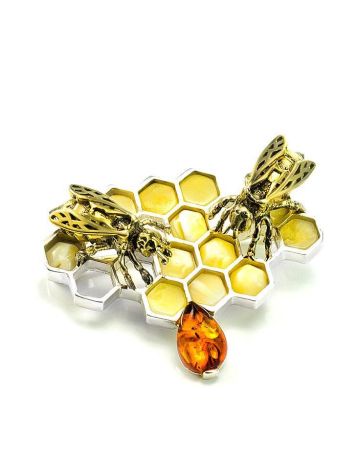Designer Amber Brooch In Sterling Silver The Bee, image , picture 5