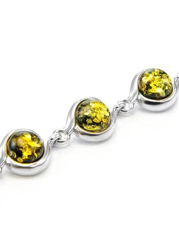 Silver Link Bracelet With Green Amber The Berry, image , picture 3