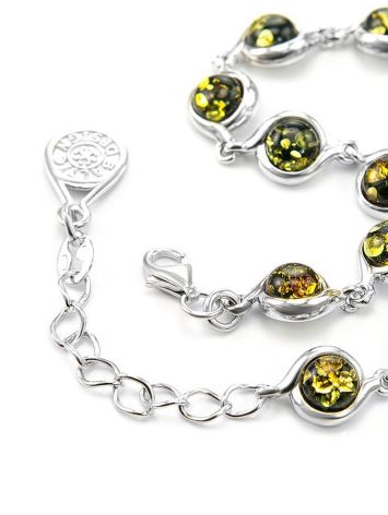 Silver Link Bracelet With Green Amber The Berry, image , picture 4