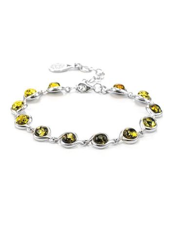 Silver Link Bracelet With Green Amber The Berry, image , picture 5