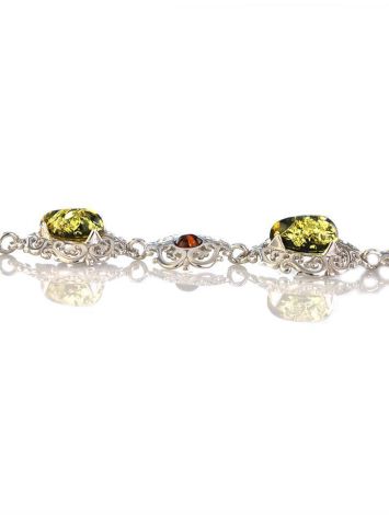 Sterling Silver Link Bracelet With Multicolor Amber The Luxor, image , picture 5