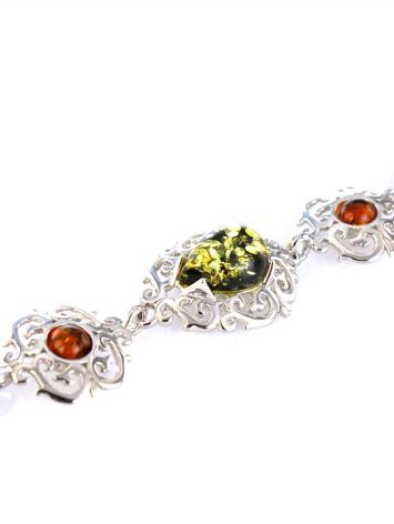 Sterling Silver Link Bracelet With Multicolor Amber The Luxor, image , picture 3