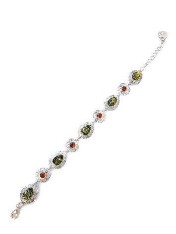 Sterling Silver Link Bracelet With Multicolor Amber The Luxor, image , picture 6
