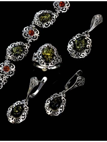 Sterling Silver Link Bracelet With Multicolor Amber The Luxor, image , picture 4