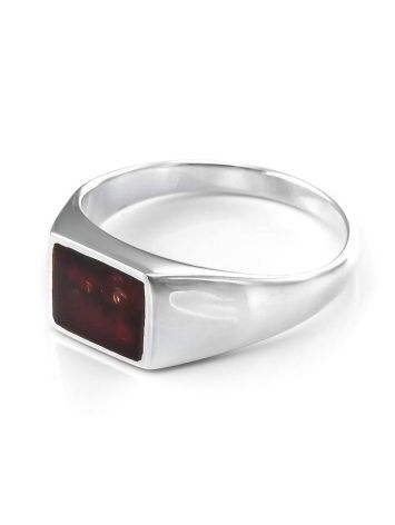 Bold Silver Ring With Cherry Amber The London, Ring Size: 11.5 / 21, image , picture 4