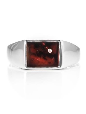Bold Silver Ring With Cherry Amber The London, Ring Size: 11.5 / 21, image , picture 3
