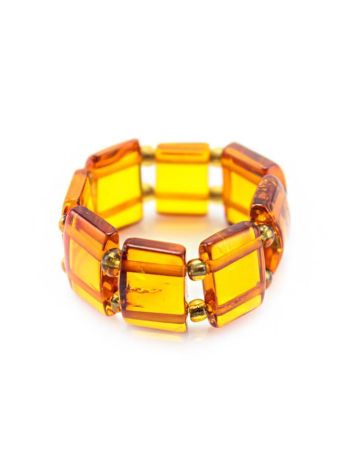 Cognac Amber Elastic Ring, Ring Size: Adjustable, image , picture 3