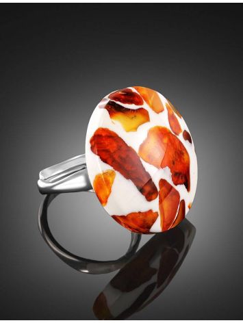 Cognac Amber Adjustable Ring With Jewelry Polymer The Dalmatian, Ring Size: Adjustable, image , picture 2