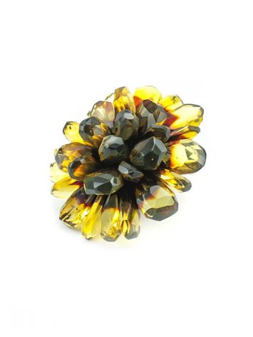 Green Amber Ring The Chrysanthemum, Ring Size: Adjustable, image , picture 4