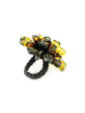 Green Amber Ring The Chrysanthemum, Ring Size: Adjustable, image , picture 3