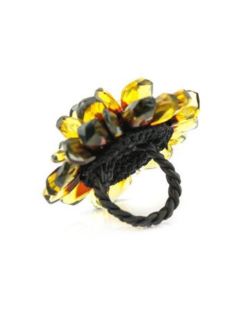 Green Amber Ring The Chrysanthemum, Ring Size: Adjustable, image , picture 7