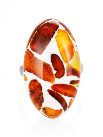 Multicolor Amber Open Ring With Jewelry Polymer The Dalmatian, Ring Size: Adjustable, image , picture 3