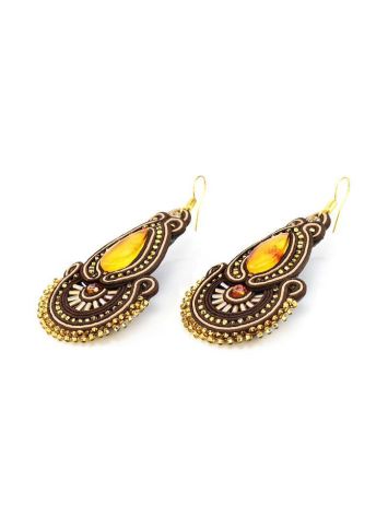 Ornate Braided Drop Earrings With Amber And Crystals The India, image , picture 3