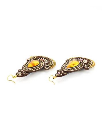 Ornate Braided Drop Earrings With Amber And Crystals The India, image , picture 4